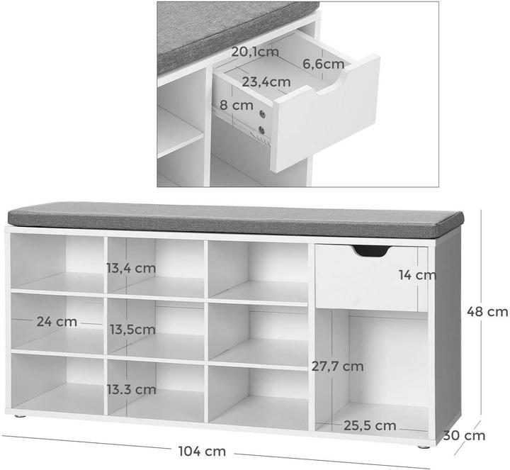 Actual product image Vasagle Shoe bench (104 x 30.5 x 48 cm)