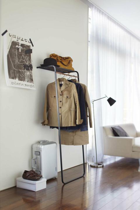 Actual product image Yamazaki Leaning coat rack with shelf TOWER