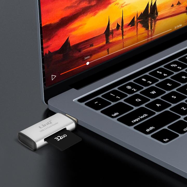 Produktbild LinQ USB 3.0 Kartenleser Adapter SD / Micro-SD Speicherkarten, - Grau (USB 3.0)