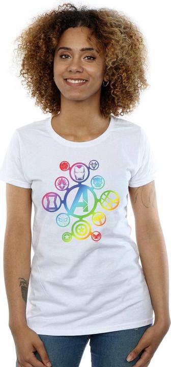 Actual product image Womens/Ladies Avengers Infinity War Rainbow Icons Cotton T-Shirt (XXL)