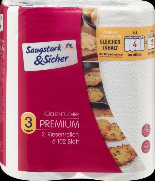 Immagine prodotto dm Saugstark&Sicher Asciugamani di carta premium resistenti e sicuri, 2 rotoli
