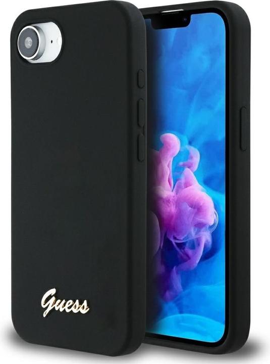 Actual product image Guess - Silicone Script Metal Logo (GUHMPSE4SMBSLK) - iPhone 16e - Black (Apple iPhone 16e)