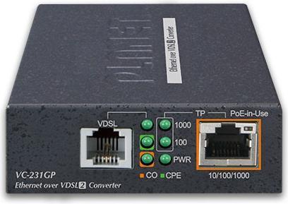 Actual product image Planet 1-Port 10/100/1000T 802.3at PoE+ Ethernet to VDSL2 Converter Broadband Communication (Converters)