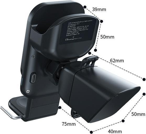 Actual product image Beline uchwyt samochodowy z ładowaniem indukcyjnym BLNWCH01 3w1 Smartphone/iWatch/Airpods