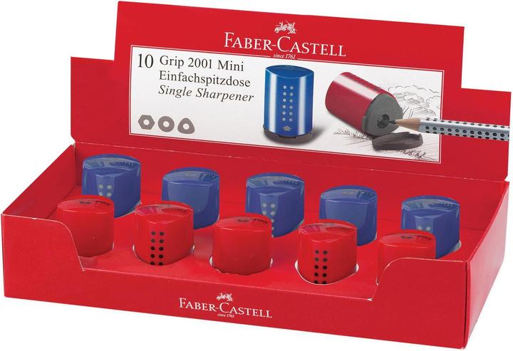 Actual product image Faber-Castell Sharpener Grip 2001 Mini 10 pieces, blue and red
