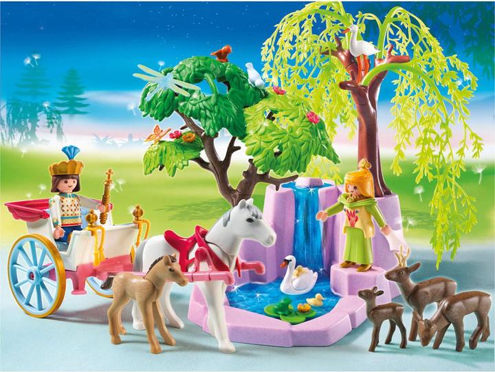 Produktbild Playmobil Prinz und Prinzessin mit Kutsche und Wasserfall (5021, Playmobil Princess)
