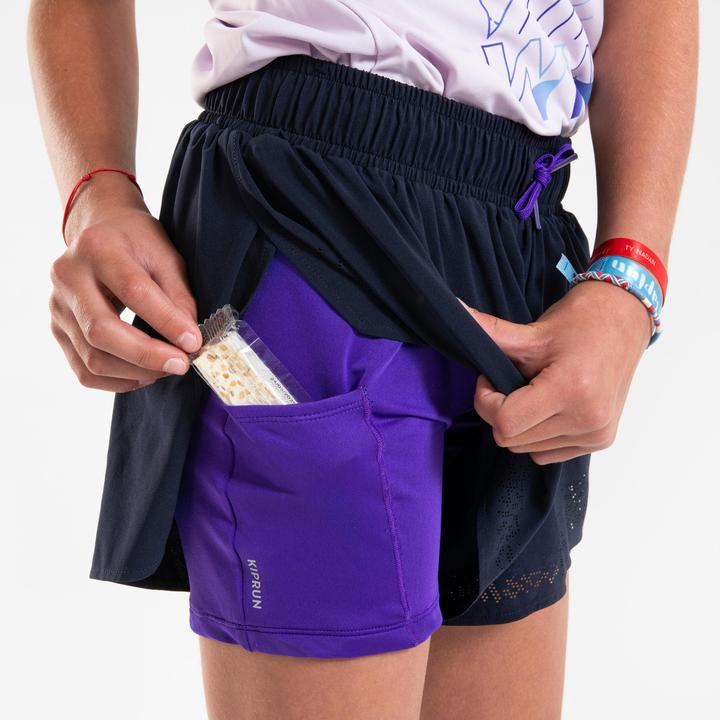 Actual product image Kiprun Laufshorts Mädchen atmungsaktiv - Dry+ 900 dunkelblau/lila (10, 11, 12)
