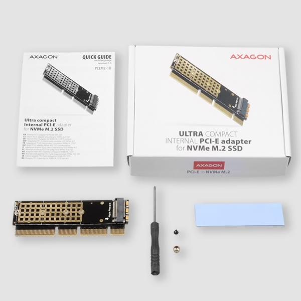 Productafbeelding Axagon PCEM2-1U PCI-E 3.0 16x - M.2 SSD NVMe, tot 80mm SSD, laag profiel 1U