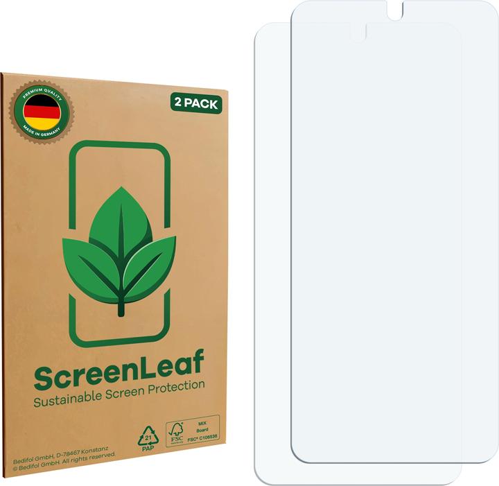 Produktbild ScreenLeaf Schutzfolie nachhaltiger Displayschutz Display Schutz Folie Klar Transparent (2 Stück, LG V50 ThinQ)