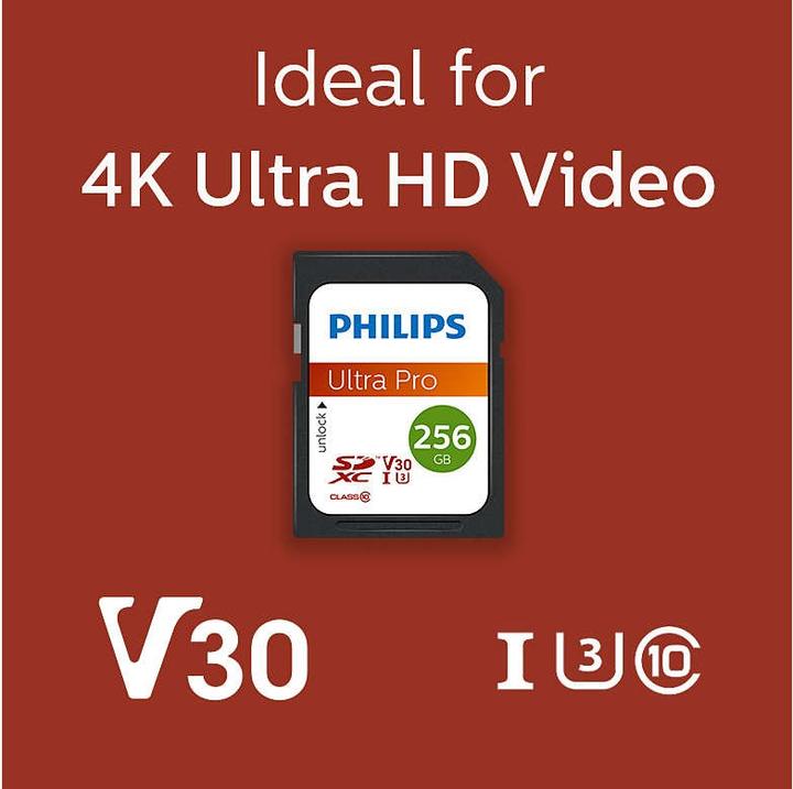Produktbild Philips SDXC Card 256GB Class 10 UHS-I U3 V30 A1 (256 GB, SDXC, U3, UHS-I)