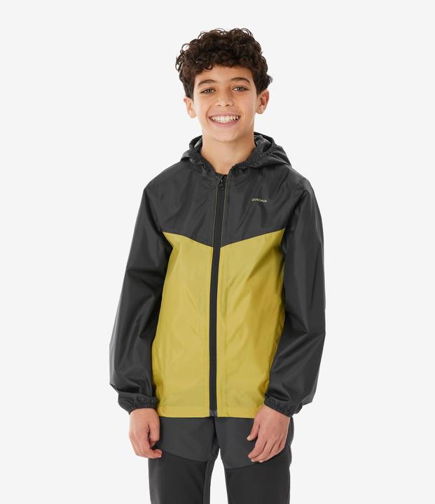 Produktbild Quechua Kids’ waterproof hiking zip jacket, 7-15 years, MH100 - Grey Khaki (6, 7, 8)