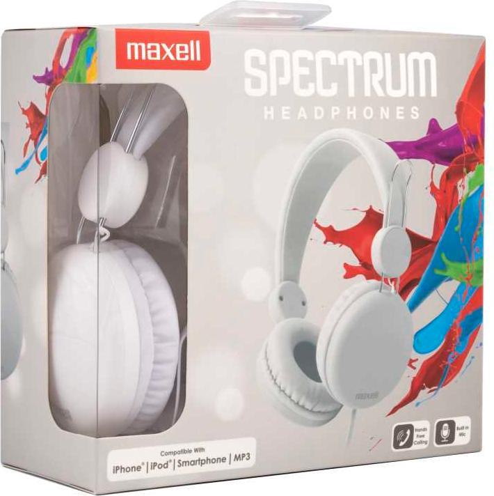 Actual product image Maxell Spectrum Headset Earphone 3.5 mm Connector White (Cable)