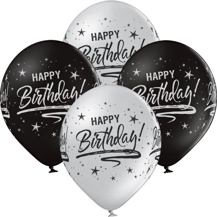 Produktbild bonacker ballonversand Happy Birthday Ballons silber - Premium-Qualität aus Naturkautschuk (25 x)