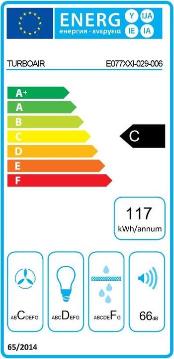 Label énergétique Turboair Thunder WH/A/60/LX (Hotte murale)