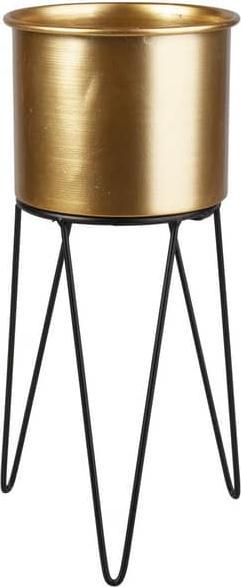 Produktbild MICA Living Pflanztopf mit Ständer - gold/schwarz - aus Metall - ca. 16 x 14 x 33 cm