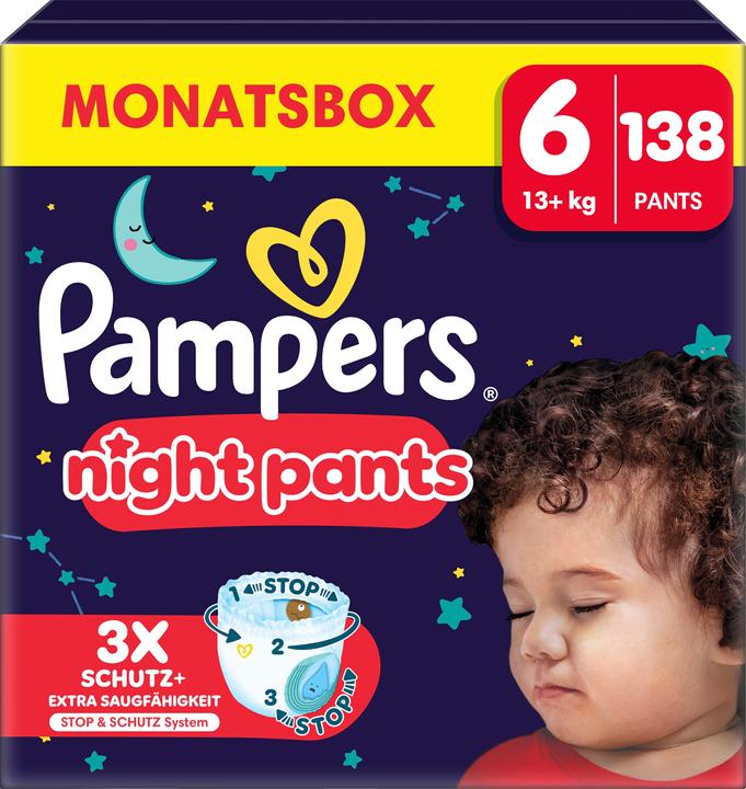 Actual product image Pampers Baby-Dry Night Pants (Size 6, Monthly box, 138 Piece)