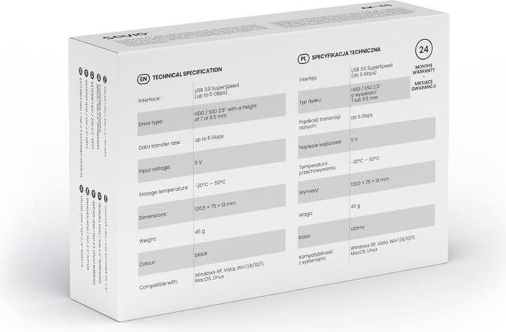 Actual product image Savio 2.5 External HDD/SDD enclosure USB 3.0 AK-65 (2.5")