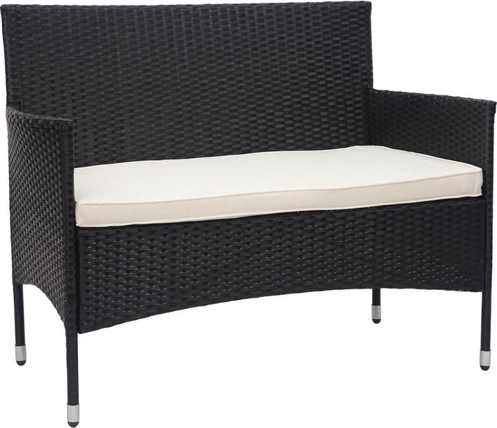 Image du produit Swisshandel24 Poly-Rattan Garniture, Salon de jardin - noir, Coussin crème, 51283