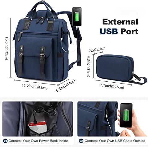 Produktbild Only-Bags.Store Rucksack, Laptop Schulrucksack Teen 15.6 Zoll mit Datenkabeltasche & USB-Ladeanschluss