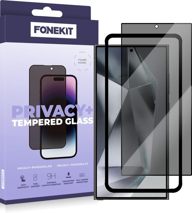Produktbild FoneKit Privacy+ Full Cover Tempered Glass, Google Pixel 9 Pro, schwarz (Schwarz und Lila, Gold, 3 x)