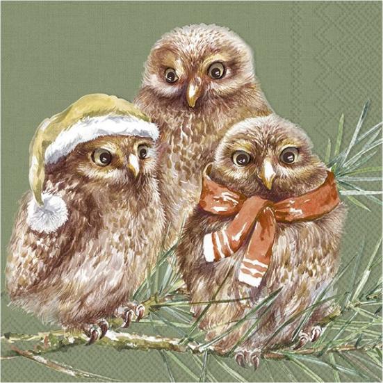 IHR Servietten Lunch Winterliche Eulen (20 x, 33 x 33 cm)