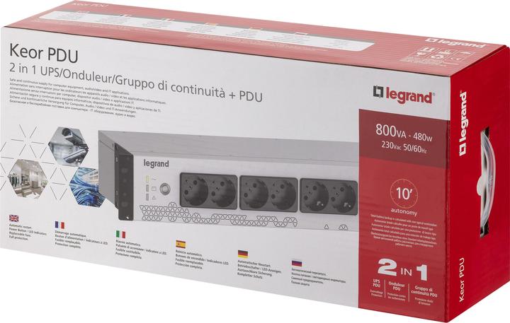 Produktbild Legrand Keor UPS PDU 800VA FR INPUT 8 FR OUTPUT Standby (Offline) 0.8 kVA 8 AC outlet(s)