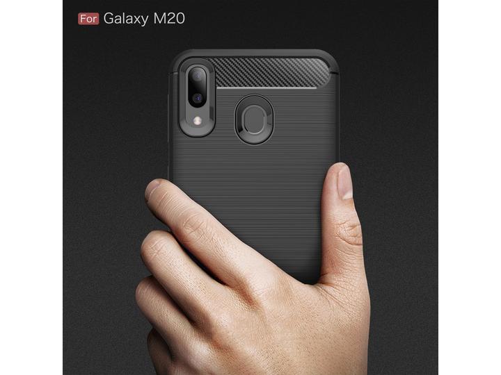 Actual product image Screenguard Samsung Galaxy M20 Cover Carbon Brushed Soft TPU (Samsung Galaxy M20)