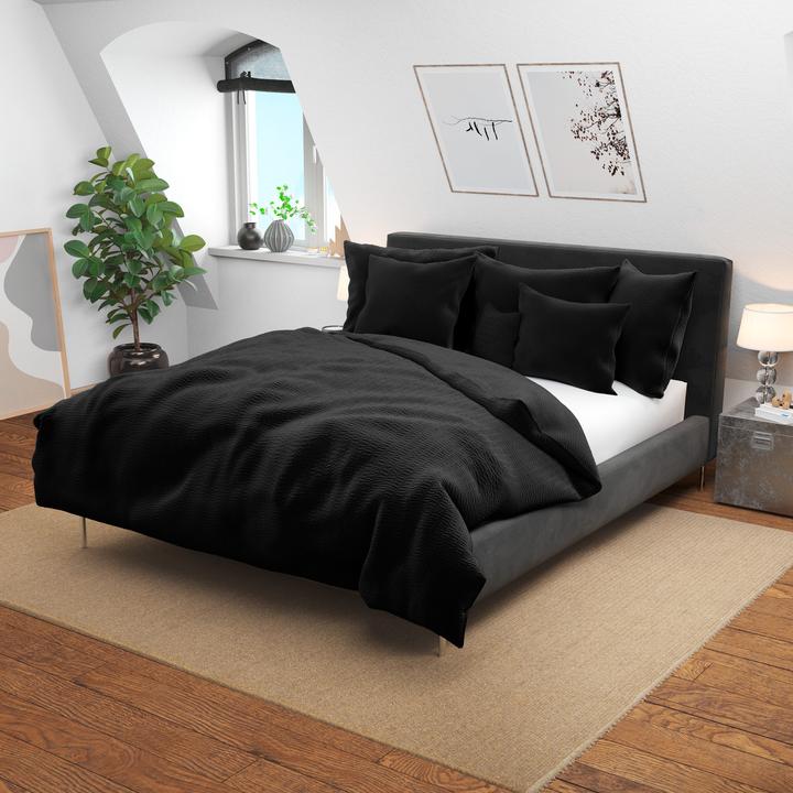 Immagine prodotto Lotus Bettwaren Biancheria da letto in raso Seersucker uni (Copripiumino, 160 x 210 cm)
