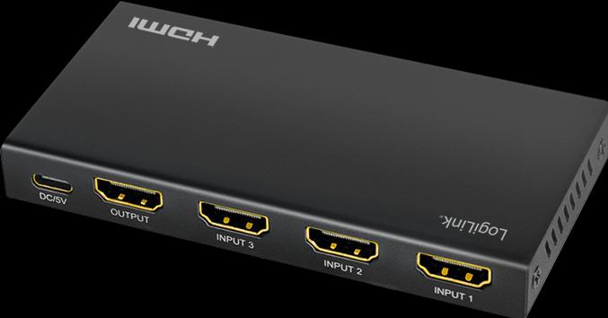 Produktbild LogiLink HDMI-Switch, 3x1-Port, 4K/60 Hz, HDCP, HDR, CEC, RC