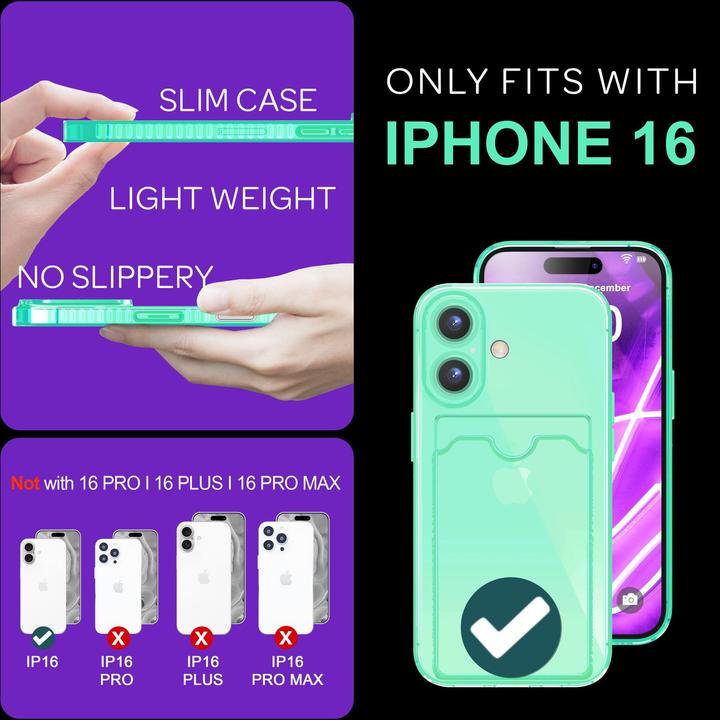 Image du produit Nalia Transparent Transparent Silicone Porte-cartes (Apple iPhone 16)