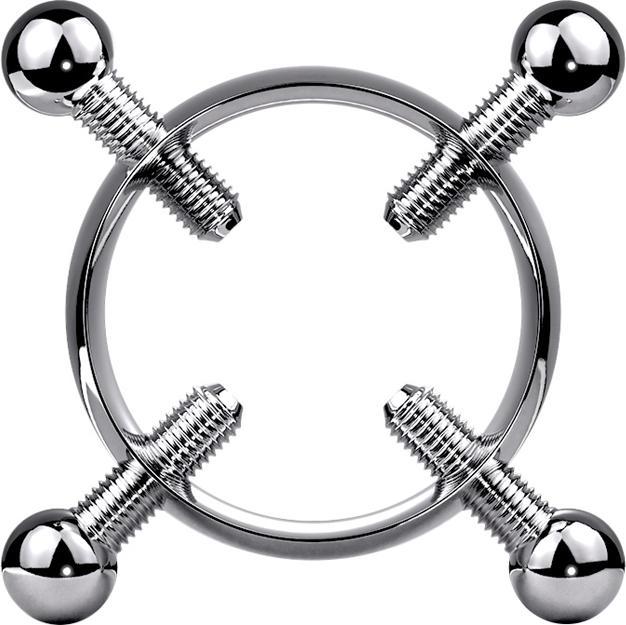 Actual product image Star Piercing Fake Brustwarze silber Nippelklemme mit vier Schrauben (Surgical steel 316L)