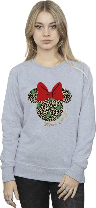 Actual product image Disney Womens/Ladies Minnie Mouse Leopard Christmas Sweatshirt (L)