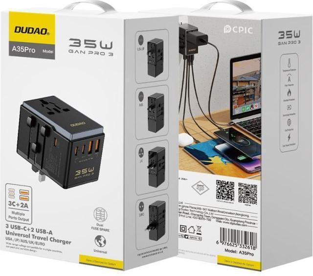 Produktbild Dudao A35 Universal Travel Adapter Black