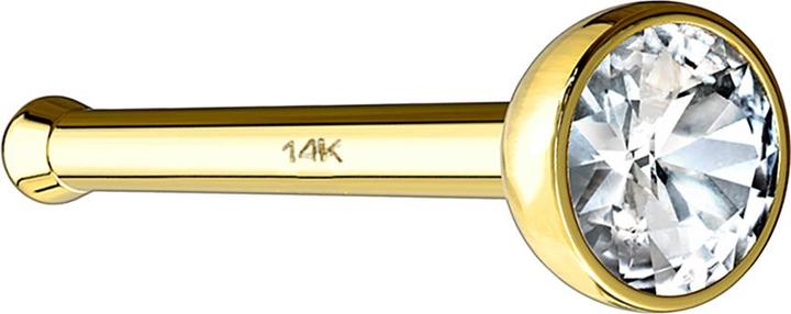 Produktbild Star Piercing Nasenstecker gerade 14k gold mit Kristall silber (ohne Messing, 14k Gold)