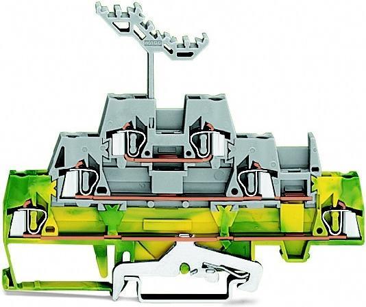 Actual product image Wago Three-pin feed-through terminal 5 mm tension clamp green-yellow, grey 280-557 40 pcs.