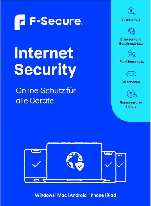 Produktbild F-Secure Internet Security für alle Geräte (ehem. SAFE) 1 Jahr/5 Geräte Download (5 User, 5 Geräte/User, 12 Monate)