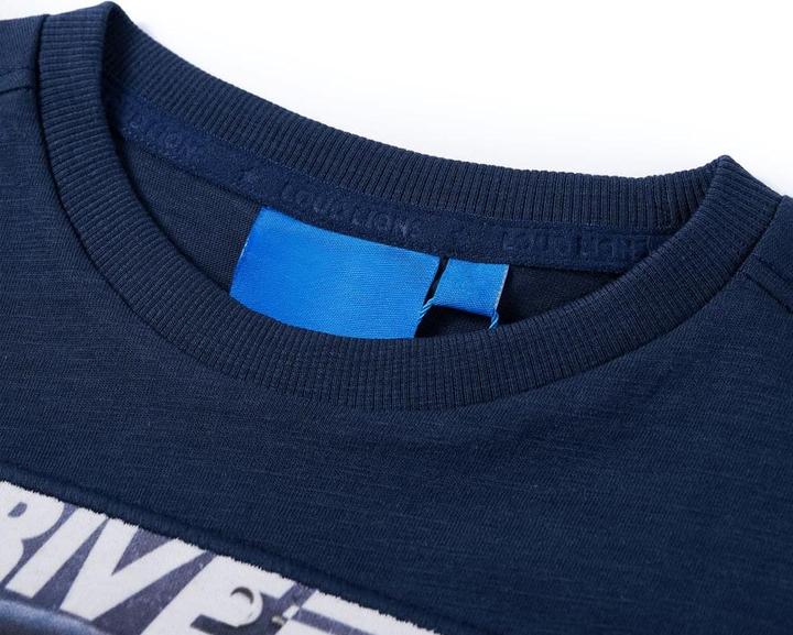 Image du produit VidaXL T-shirt manches longues enfant bleu marine mélangé 128,Matière : 100 (128)