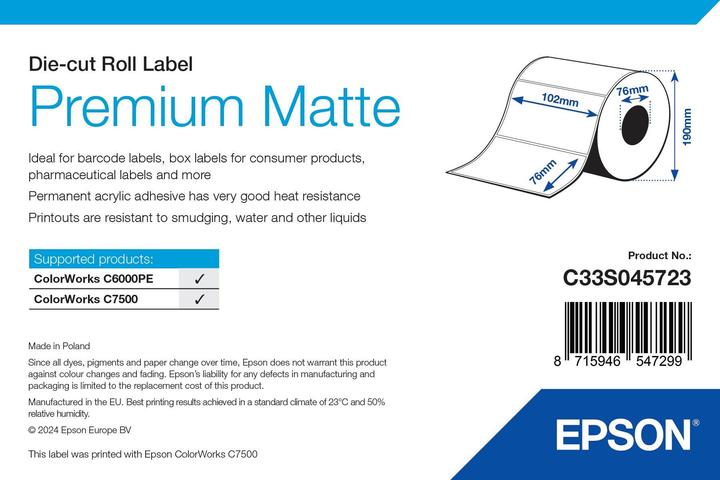 Actual product image Epson Premium Matte Label