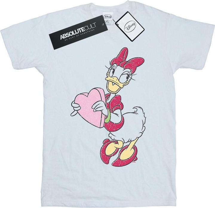 Actual product image Disney Womens/Ladies Daisy Duck Love Heart Cotton Boyfriend T-Shirt (L)