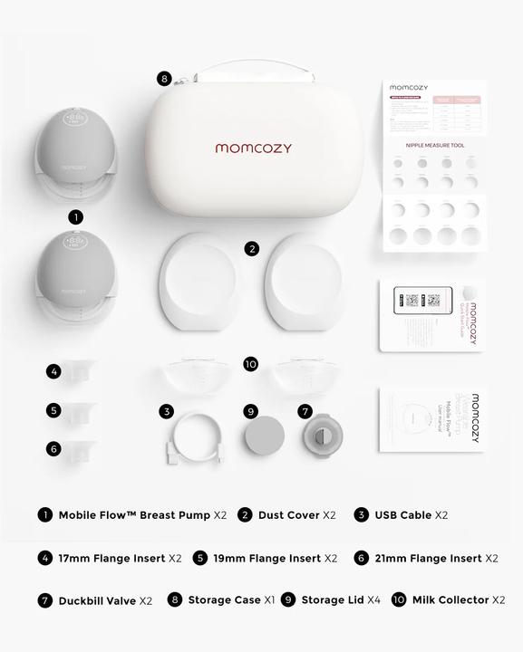 Actual product image Momcozy M9 Hands-Free Breast Pump Grey Double Packs
