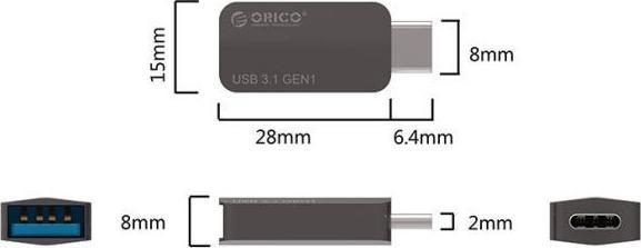 Actual product image Orico USB-A to USB Type-C OTG Adapter (USB Type C, USB 3.0)