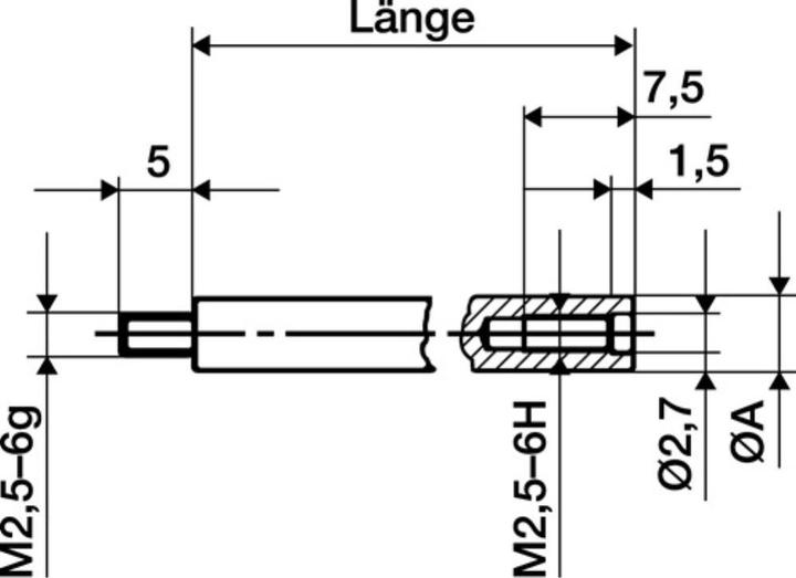 Käfer Verlängerungsstück Länge 50 mm Messbolzen-Ø 4 mm passend zu Messuhren (5 cm)