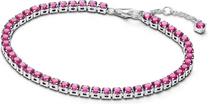 Pandora Funkelndes rosa Tennisarmband (18 cm, Silber 925)