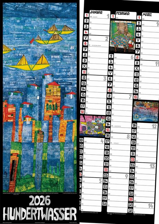 Produktbild Hundertwasser Streifenkalender Art 2026 (Harter Einband, Deutsch)