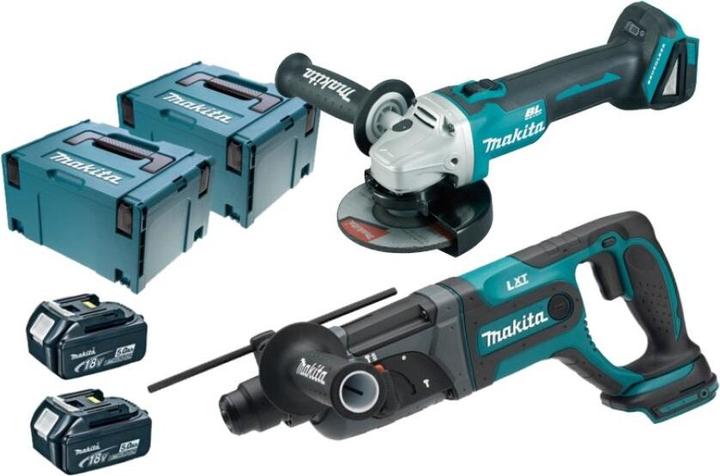 Actual product image Makita COMBO SET 18V DLX2153TJ1 (DGA504 + DHR241) 2x5,0Ah.