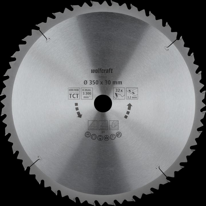 wolfcraft TC Circular Table Saw Blade, brown series, Ø 350 mm