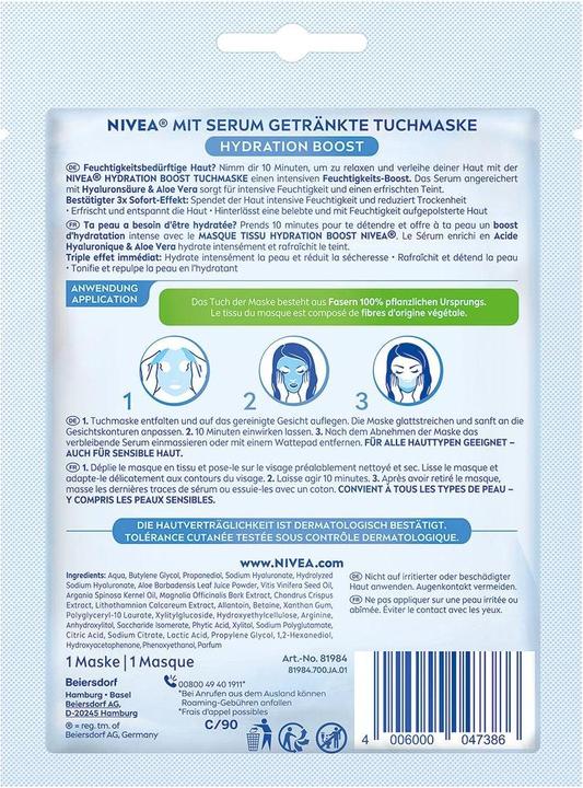 Image du produit NIVEA Masque en tissu Hydration Boost (204 ml)