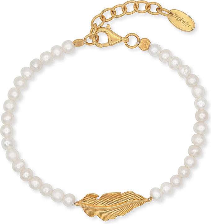 Produktbild Engelsrufer Armband Glory Feder Gold (21 cm, 925er Silber, Perle)