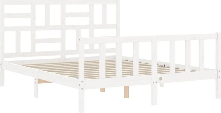 Produktbild VidaXL Massivholzbett mit Kopfteil Weiss 5FT King Size (150 x 200 cm)