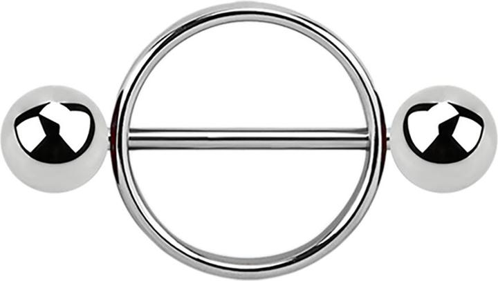 Produktbild Star Piercing Runder Schild silber mit zwei Kugeln (ohne Messing, Chirurgenstahl 316L)